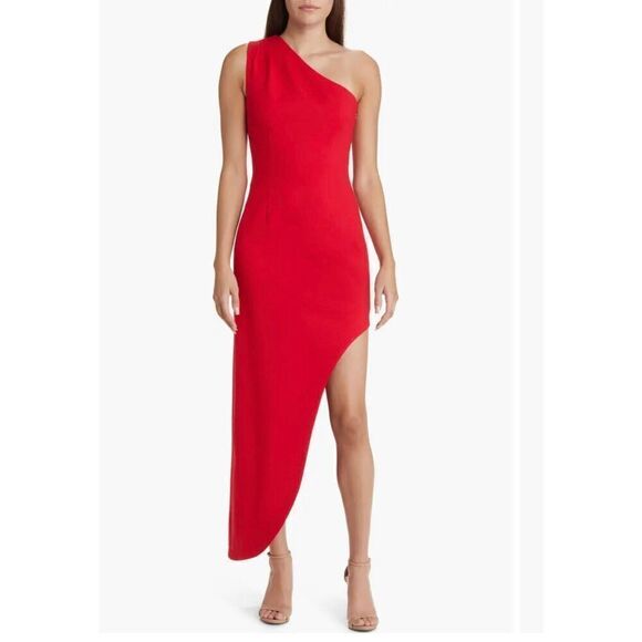 Elliatt Women's  Ellie One-shoulder Asymmetric Maxi Red Dress Size L NWT$250 - Picture 1 of 7